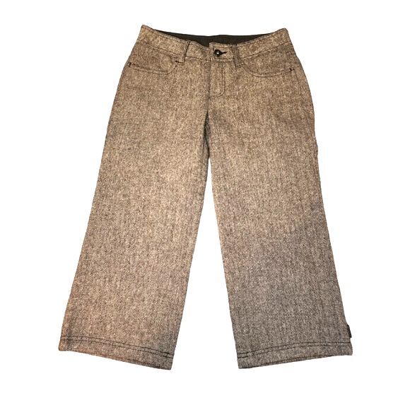 Prana Pants - PrAna Brown Wool Blend Tweed Wide Leg Cropped Pants Size 2
